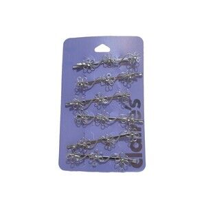 Claires Silver Crystal Bobby Pins Hair Clips  6 Pack Flower Metal Wedding Prom